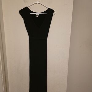 Merona Black A-Line Dress Sleeveless Midi V-Neck Tie Waist Size M